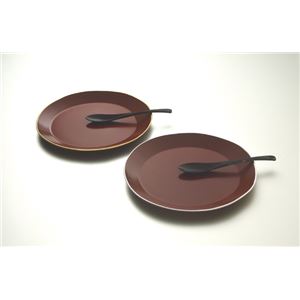 KZ2592R 風華ペアカレー皿セット（スプーン付）（銀朱） 【Kaze-ya style・北市漆器店 】