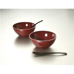 KZ2593R 風華ペアマルチ丼セット（スプーン付）（銀朱） 【Kaze-ya style・北市漆器店 】