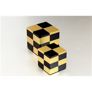 KZ2620 市松GOLD4.0三段重（黒）（A） 【Kaze-ya style・北市漆器店 】