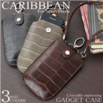 iphone スマホ レザー クロコ調ケースCARIBBEAN ブラック