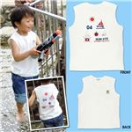 子供服 カラーホワイト 3can4on バックプリントタンクトップ サイズ100cm