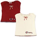 子供服 カラーオフホワイト Tabatha CRAYON リボン付ステッチTシャツ サイズ120cm