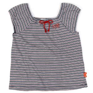 子供服 カラーエンジ 赤 ネイビー 紺 青 Tabatha CRAYON リボン付ボーダー半袖Tシャツ サイズ90cm