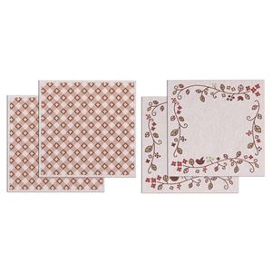 サンコー おくだけ吸着 タイルマット45cm角 リーフ＆フラワー2柄×2セット（リーフ2枚、フラワー2枚）