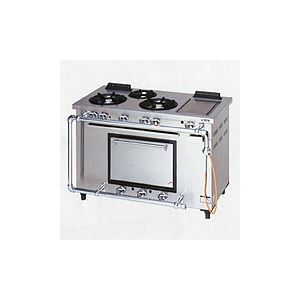 3口コンロ+オーブン1室 マルゼン ガスレンジ デラックスタイプ ホットプレート付 MGRD-126T