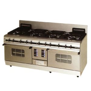 マルゼン ガスレンジ パワークックシリーズ 幅1800mm 7口コンロ+2オーブン MGRX-187D