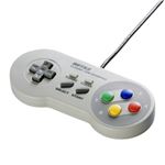 BUFFALO USBゲームパッド 8ボタン スーパーファミコン風 グレー