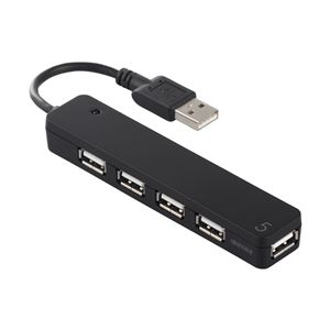 USB2.0Hub バスパワー 5ポート スマートフォン推奨ポート付 ブラック