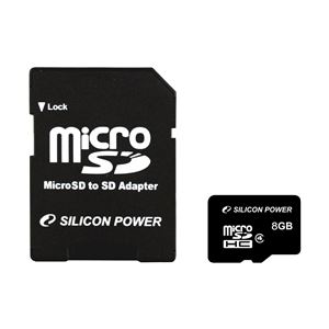 シリコンパワー microSDHCカード 8GB （Class4） 永久保証 （SDHCアダプター付） SP008GBSTH004V10