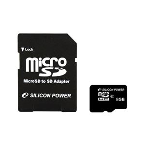 シリコンパワー microSDHCカード 8GB （Class10） 永久保証 （SDHCアダプター付） SP008GBSTH010V10-SP