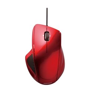 バッファロー（サプライ） 有線BlueLEDマウス 5ボタン／静音／横スクロールタイプ レッド BSMBU18RD