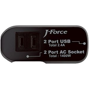 J-Force 電源タップ付きUSB充電器 USB2ポート + AC2口搭載 （ブラック） JF-PEACE3K