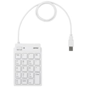 バッファロー（サプライ） スリムテンキーボード Tabキー付き ホワイト BSTK11WH