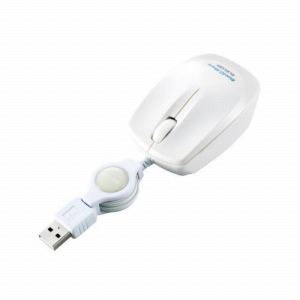 [ELECOM（エレコム）] BlueLEDマウス／有線巻取式／3ボタン／コンパクト／ホワイト M-BL1UBWH