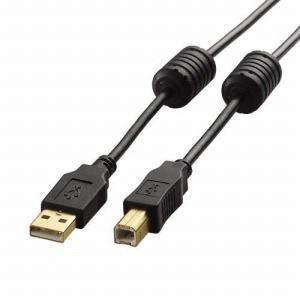 [ELECOM（エレコム）] ノイズに強いフェライトコア付きUSB2.0ケーブル[0.7m] U2C-BF07BK