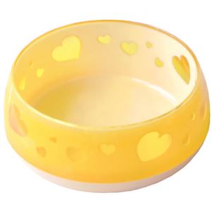 ペッツルート おいしく見えるワン食器 M イエローハート