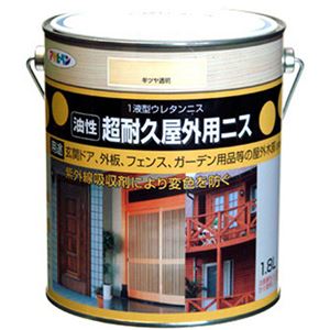 アサヒペン 油性超耐久屋外用ニス 半ツヤ透明 1.8L