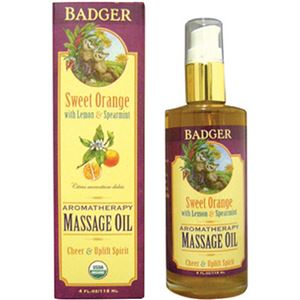 （まとめ買い）BADGER(バジャー) マッサージオイル スウィートオレンジ 118ml×2セット