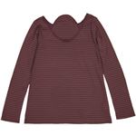（まとめ買い）キヤロン おとな女子委員会 長袖背中ポケット付Tシャツ ボーダー柄 ワイン×グレー Lサイズ×3セット