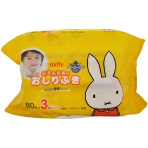 （まとめ買い）ミッフィー ぷるぷる肌のおしりふき 80枚×3個パック×9セット