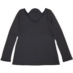 （まとめ買い）キヤロン おとな女子委員会 長袖背中ポケット付Tシャツ ボーダー柄 ネイビー×グレー Mサイズ×3セット