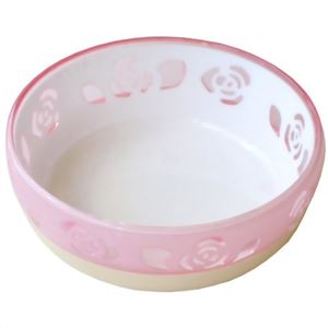 （まとめ買い）ペッツルート おいしく見えるニャン食器 ミニ ピンクローズ×3セット