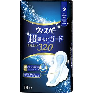 （まとめ買い）ウィスパー 超朝までガード さらふわ320 特に多い日・夜用 羽つき 18コ入×15セット