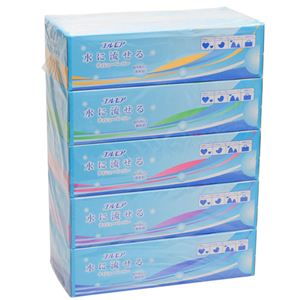（まとめ買い）エルモア 水に流せるティシューペーパー 180W×5箱×8セット