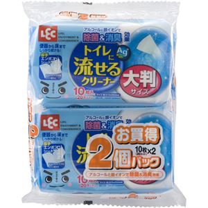 （まとめ買い）トイレに流せるクリーナーAg+ 大判サイズ 10枚入×2個パック×9セット