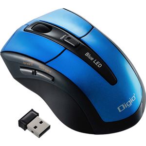 （まとめ買い）Digio2 Blue LED 5ボタン 2.4GHzワイヤレスマウス MUS-RKF97BL ブルー×3セット