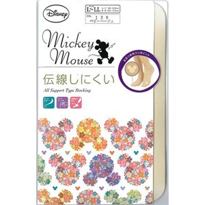（まとめ買い）関東ナイロン ミッキー 伝線しにくいストッキング 左右つま先ワンポイント ベビーベージュ L-LL 1足組×9セット