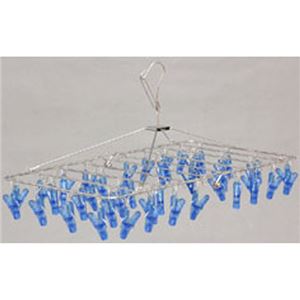 （まとめ買い）アイリスオーヤマ ステンレスピンチハンガー ポリカピンチ44 PIH-44P クリアブルー×2セット