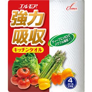 （まとめ買い）エルモア 強力吸収キッチンタオル 4ロール×50カット×16セット