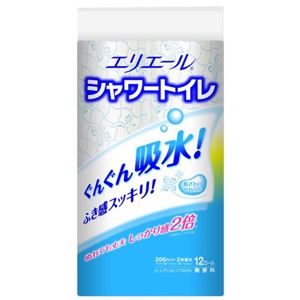 （まとめ買い）エリエール シャワートイレットティシュー ブルー ダブル12R入×15セット