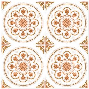 （まとめ買い）decolfa(デコルファ) タイルステッカー オレンジ 4枚入り×4セット