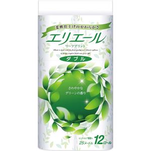 （まとめ買い）エリエール トイレットティシュー リーフプリント ダブル 12R入×9セット
