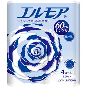 （まとめ買い）エルモア 4ロール シングル 花の香り 60m×16セット