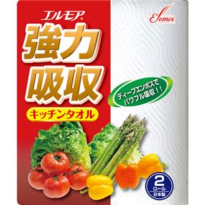 （まとめ買い）エルモア 強力吸収キッチンタオル 2ロール×50カット×19セット
