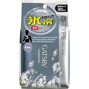 （まとめ買い）ギャツビー アイスデオドラントボディペーパー 無香料 徳用 30枚×6セット