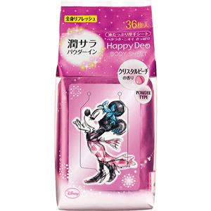 （まとめ買い）ハッピーデオ ボディシート 潤サラパウダーイン クリスタルピーチの香り 徳用 36枚×7セット