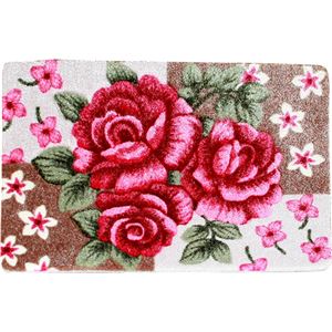 ふかふか立体加工 花柄玄関マット (小) 室内/屋内用