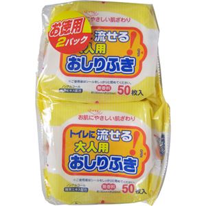 （まとめ買い）トイレに流せる!大人用おしりふき お徳用 50枚入×2パック×5セット