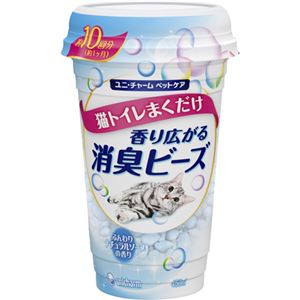 （まとめ買い）猫トイレまくだけ 香り広がる消臭ビーズ ふんわりナチュラルソープの香り 450ml×6セット