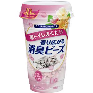 （まとめ買い）猫トイレまくだけ 香り広がる消臭ビーズ やさしいピュアフローラルの香り 450ml×6セット