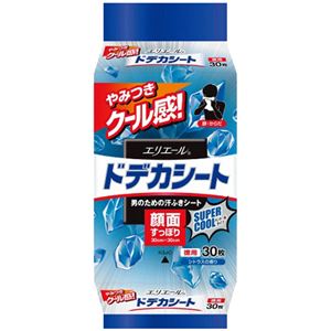 （まとめ買い）エリエール フォーメン ドデカシート 男のための汗ふきシート スーパークール メントールタイプ シトラスの香り 徳用 30枚×18セット