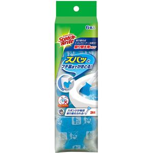 （まとめ買い）スコッチ・ブライト 取り替え式トイレクリーナー(洗剤付) 取り替え用スポンジ 6個入×4セット