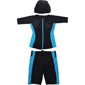 フィットネス補正水着 半袖タイプ ブルーライン M-L