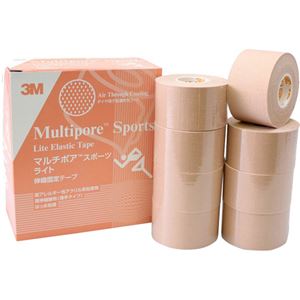 （まとめ買い）3M マルチポア スポーツ ライト 伸縮固定テープ 37.5mm×5m 8ロール×2セット