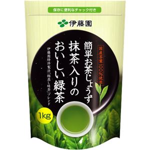 （まとめ買い）伊藤園 簡単お茶じょうず 抹茶入りのおいしい緑茶 1kg×4セット