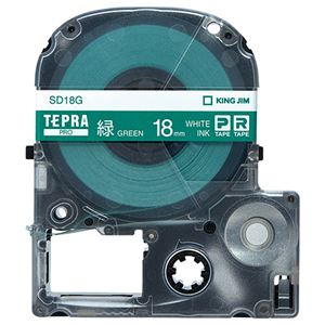（まとめ） キングジム テプラ PRO テープカートリッジ ビビッド 18mm 緑／白文字 SD18G 1個 【×4セット】